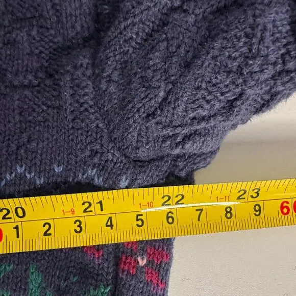 Vintage 90s Chelsea Gardens Floral Sweater Blue Lg Cottage Garden Granny USA - Picture 6 of 7